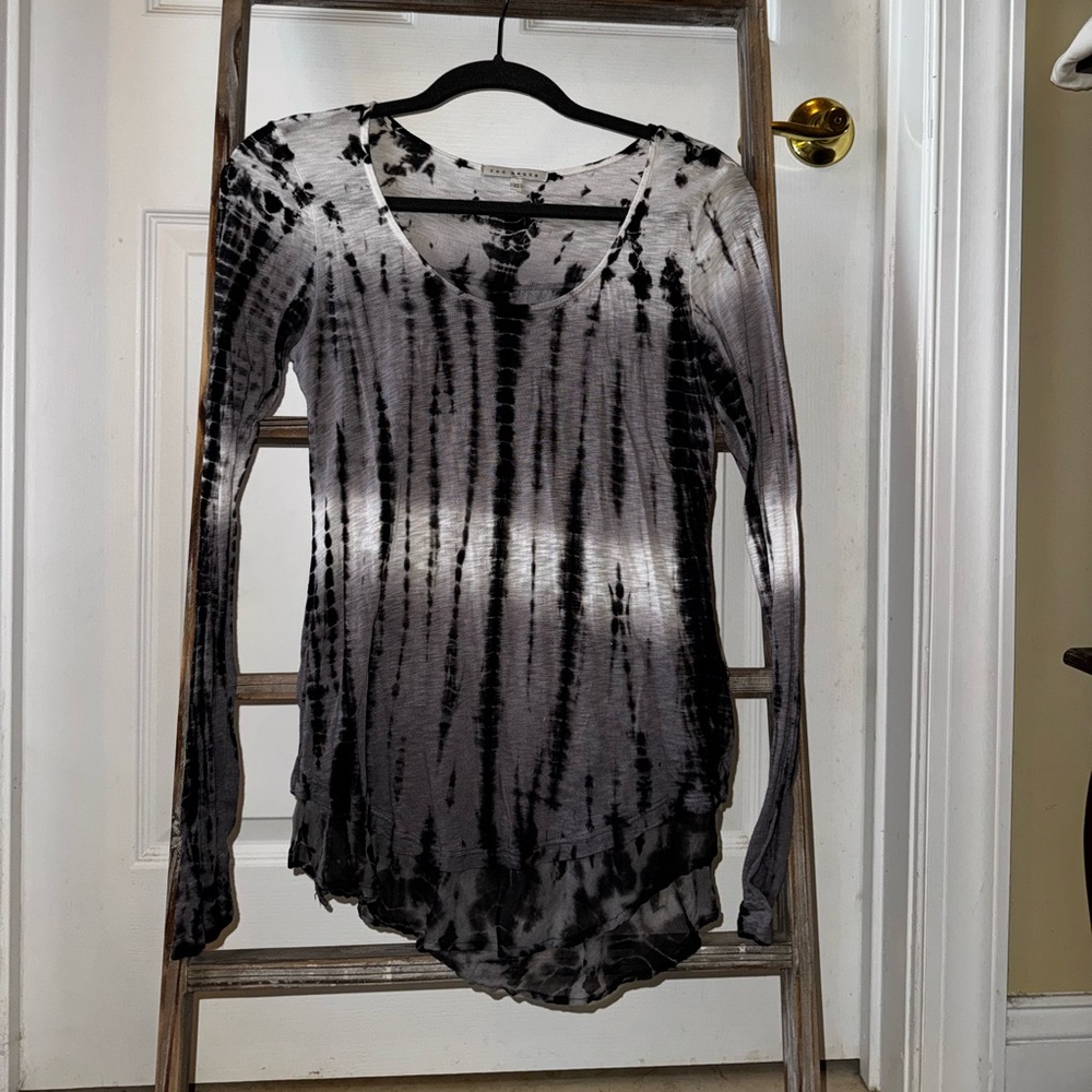 Red Haute Women's Black and Gray Tie-Dye Top Sz XS